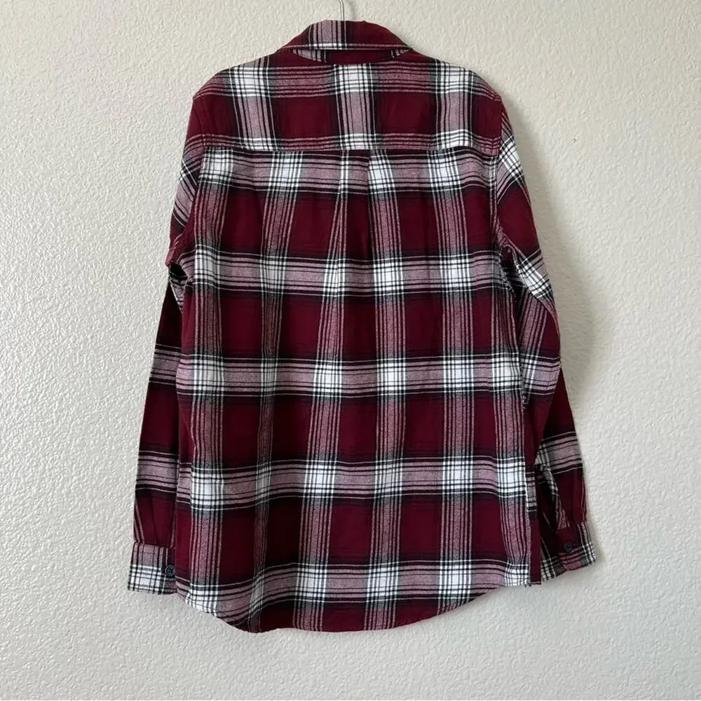 The Children’s Place red white plaid button up flannel shirt long sleeve